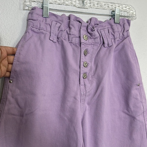 Zara Women’s High Waisted Baggy Paperbag Jeans Size 4 Lavender Purple Denim - Picture 2 of 12